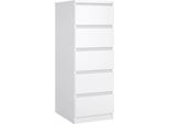 Dmora Cassettiera Achaldi 40.4X50X111.3H Cm Bianco Lucido, 5 Cassetti Apertura Scorrevole