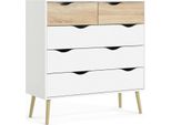 Dmora Cassettiera Aurelio 39X98X100H Cm Bianco, 5 Cassetti Apertura Scorrevole