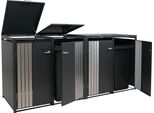Coperchio Per Cestino A 4 Scomparti HWC-O67, Cestino Con Coperchio, Metallo 122X250X84Cm 104Kg ~ Acciaio Inox Antracite