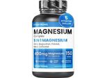 Complesso 5-In-1 Di Magnesio Vitastrong - 400 Mg - 150 Compresse - Glicinato, Citrato, Carbonato E Malato - Energia, Salute Muscolare E Ossea - Senza Ogm
