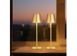 2X Lampada Da Tavolo Ricaricabile In Oro - Lampada Da Tavolo Senza Fili - Lampada Da Tavolo Pratica Ed Elegante