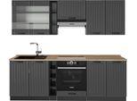 Vicco Cucina Componibile Fame-Line, 235 Cm , Pl Rovere, Grigio Scuro/Antracite