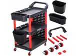 Kraft&Dele KD1076 Carrello Multifunzionale Per Officina - 3 Ripiani, Mobile Con Rotelle, Struttura In Plastica Robusta