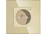 Presa Di Corrente Con Spinotto 230V Wi-Fi Singolo Con Contabilizzazione Dell'energia Oro Con Cornice In Vetro__