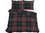 Biancheria Da Letto Natalizia In Raso 220X200 A Scacchi Rosso Verde