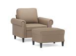 Syfax™ Poltrona Con Poggiapiedi Cappuccino 60 Cm In Pelle Finta