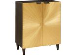 Syfax™ Credenza Nero E Oro 60 X 33 X 75 Cm Legno Di Mango Massello