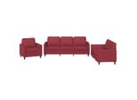 Syfax™ Set Di Divani 3 Pz Con Cuscini Rosso Vino In Pelle Finta
