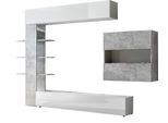 Dmora Parete Attrezzata Aragosta 30X295X187H Cm Bianco Lucido, Modulabile Apertura Battente E A Ribalta Italy