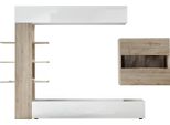 Dmora Parete Attrezzata Aragosta 30X295X187H Cm Bianco Lucido, Modulabile Apertura Battente E A Ribalta Italy