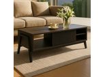 Tavolino HWC-O40, Tavolo Da Salotto Tavolo Da Divano, Scomparti Scorrevoli Mdf Metallo Melamina 42X120X60Cm ~ Aspetto Noce