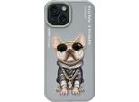 Nimmy Etui Iphone 15 6.1 Szary/Gray Glasses Cool Dog