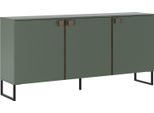 Dmora Credenza Carvico 184X40X86H Cm Verde, 3 Ripiani 6 Vani