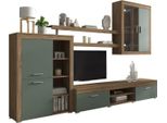 Dmora Parete Attrezzata Casies 293X50X193H Cm Marrone Rovere, 11 Ripiani Modulabile