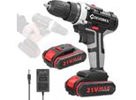 Trapano A Percussione A Batteria - 21V - Batteria Al Litio - Alte Prestazioni - Batteria Inclusa - Ricaricabile - Senza Fili - Rosso