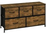 Credenza Tv - Comò Con 5 Cassetti In Tessuto - 100 X 54 X 30 Cm - Struttura In Metallo E Pannello Truciolare E1 - Capacità Di Carico 40/5/65 Kg - Stile Vintage - Beige