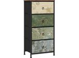 Cassettiera Con 4 Cassetti - Mobile Contenitore Per Credenza - Motivo Floreale - 45 X 94,5 X 30 Cm - Legno E1, Metallo, Tessuto Non Tessuto - Portata 40 Kg - Richiede Montaggio - Giallo Chiaro