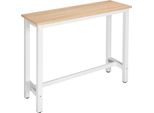 Tavolo Da Bar - Banco Da Cucina Alto - 120X40X100 Cm - Struttura In Metallo Con Poggiapiedi - Mdf 2,5 Cm - Portata 100 Kg - Per 2 Persone - Rovere Chiaro