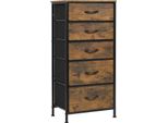 Mobile Da Soggiorno - Cassettiera Con 5 Cassetti In Tessuto - Stile Vintage - Materiale A Base Di Legno - 45,5 X 95,5 X 30 Cm - Portata 65 Kg - Beige