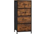 Cassettiera Stretta - Cassettiera - 4 Cassetti - 45 X 94,5 X 30 Cm - Legno - Design Moderno - Necessario Il Montaggio - Marrone Vintage