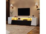 Mobile Tv Lucido Merax Con Illuminazione Led, Moderno Mobile Tv Con 2 Cassetti E 2 Ante, Supporto Tv Con Controllo Tramite App, Per Un Massimo Di 80 Pollici, Bianco