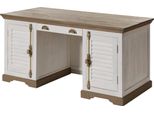 MASSIVMOEBEL24 | Scrivania Toulouse #120 In Legno Di Mango Laccato Bianco - 160X80X76