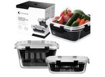 Set Di 2 Contenitori In Vetro Per Alimenti - 1050 Ml E 1800 Ml Con Coperchi Elastici - Senza Bpa, Lavabili In Lavastoviglie