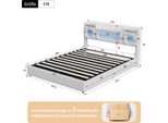 Letto Imbottito Fortuna Lai 160X200 Con Usb E Tipo C, Letto A Molle Con Rete A Doghe, Letto Per Ragazzi Con Led, Letto Contenitore Idraulico Letto Matrimoniale, Similcuoio, Bianco