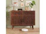 Fortuna Lai Cassettiera A 2 Cassetti 2 Ante Credenza 100 Cm Credenza Multiuso Credenza Credenza Alta Credenza A Gola Verticale Moderna (Colore Noce)