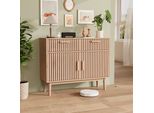 Fortuna Lai Cassettiera A 2 Cassetti 2 Ante Credenza 100 Cm Credenza Multiuso Credenza Credenza Alta Credenza A Gola Verticale Moderna (Colori Legno Rovere)