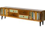 MASSIVMOEBEL24 | Mobile Tv In Legno Riciclato 240X40X65 Laccato Multicolore Sixties #121
