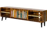 MASSIVMOEBEL24 | Mobile Tv In Legno Riciclato 220X40X65 Laccato Multicolore Sixties #120