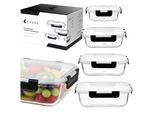 Set Di 4 Contenitori Per Alimenti In Vetro Con Coperchi In Plastica - 370 Ml, 640 Ml, 1050 Ml, 1520 Ml - Versatili E Senza Bpa