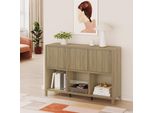 Credenza 'Lukkodso' A 3 Ante E 6 Scomparti 77 X 110 X 30 Cm Effetto Rovere Rustico