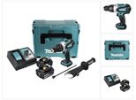 Makita Dhp 458 Rtj Trapano Avvitatore Con Percussione A Batteria 18V 91Nm In Valigetta Makpac + 2X Batterie 5,0 Ah + Caricabatterie