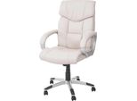 Sedia Da Ufficio HWC-A71, Sedia Girevole Direzionale, Similpelle ~ Crema