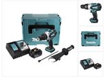 Makita Dhp 458 RT1J Trapano Avvitatore Con Percussione A Batteria 18V 91Nm In Valigetta Makpac + 1X Batteria 5,0 Ah + Caricabatterie