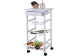 Carrello Portavivande HWC-B69, Carrello Da Cucina, Carrello Da Tè, Carrello Da Bar, Carrello Laterale, Carrello Da Cucina Con Cassetto, 76X37X37Cm Bianco