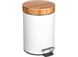 5Five Simply Smart Abfalleimer Natureo, Kosmetikeimer, Metall, Bambus, Kunststoff, Weiß, 3 Liter, 140801