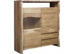 MASSIVMOEBEL24 | Pure Acacia #703 Comò A Vetrina In Legno Di Acacia - Laccato / Natur 131X45X147