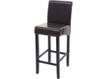 Sgabello Da Bar HWC-C33, Sgabello Da Banco, Legno Certificato Mvg ~ Marrone, Gambe Scure, Pelle
