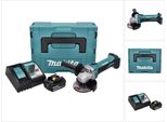 Makita Dga 452 RG1J Smerigliatrice Angolare A Batteria 18 V 115 Mm + 1X Batteria Ricaricabile 6,0 Ah + Caricabatterie + Makpac