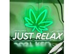 Led Lettering Just Relax Green Leaf Neon Sign Led Lettering Neon Sign Illuminated Sign Gaming Room Decoration For Christmas Birthday Wedding Party Wall Decoration