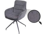 Sedia Da Pranzo HWC-K32, Sedia Da Cucina Poltroncina, Posizione Girevole Automatica, Tessuto Mvg ~ Cord Grey