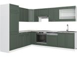 Vicco Cucina Angolare Completa Fame-Line, 227 X 287 Cm , Pt Marmo, Verde-Oro Country House/Bianco