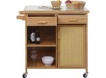 Carrello Portavivande HWC-K11, Carrello Da Cucina Carrello Bar Carrello Portavivande, Maniglia Cassetto Piano Di Lavoro 85X84X36Cm Bambù, Marrone
