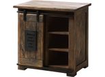 MASSIVMOEBEL24 | Kommode Mango 70X45X70 Braun Lackiert Railway #424