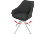 Sedia Da Pranzo HWC-K27, Sedia Da Cucina Sedia Con Braccioli, Girevole Tessuto/Tessuto ~ Grigio Scuro