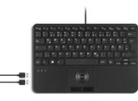 Perixx PERIBOARD-526 H It, Mini Tastiera Usb Cablata, Trackball, Hub Usb