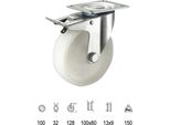 Piastra Industriale In Nylon A Rotelle Con Freno 100 Mm